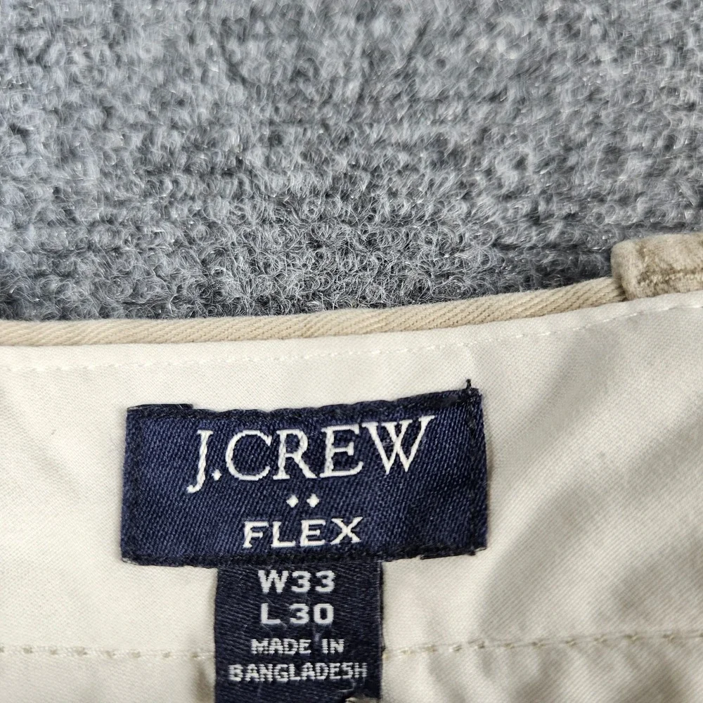 J.Crew Flex Straight‎ Fit Chino Pants Mens 33x30 Khaki Tan Stretch Trousers